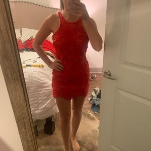 Lovers + Friends Red Lace Shift Dress